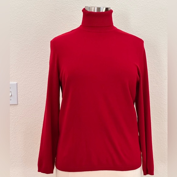 Chico’s red turtleneck knit sweater, sz 3 - Picture 1 of 7